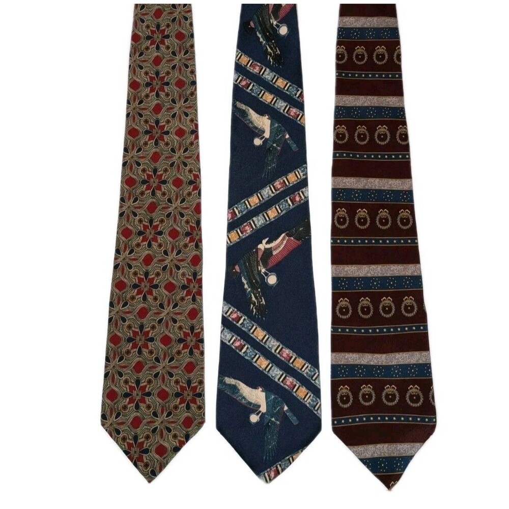 3 The Met Tie LOT Metropolitan Museum of Art Vintage 100% Silk Neckties Ties EUC